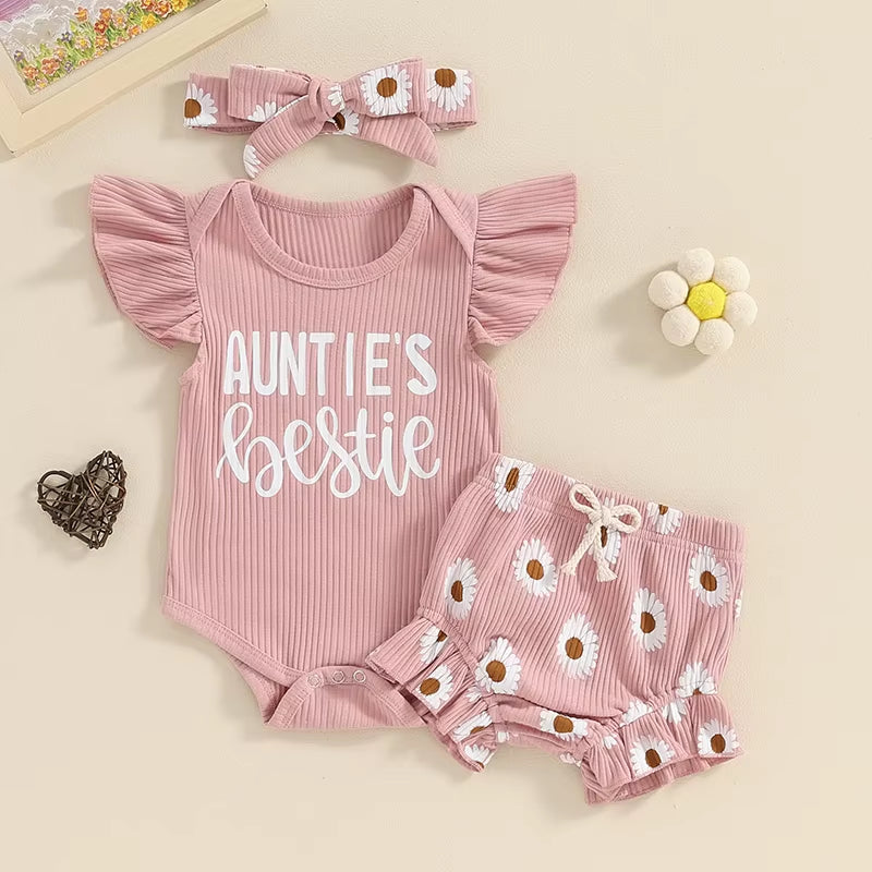 Auntielove – 3-Piece Summer Set for Baby Girls