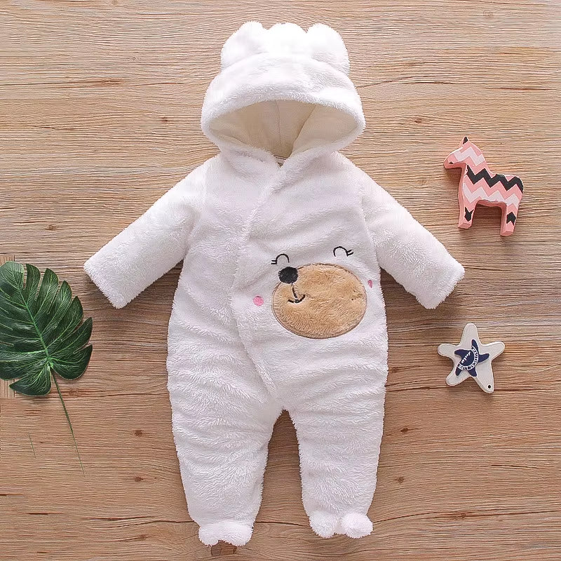 Snugglepals – Plush Cartoon Baby Romper for Autumn & Winter