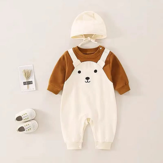 Sweetnest™ Newborn One-Piece Set – Autumn & Spring Outfit with Matching Hat