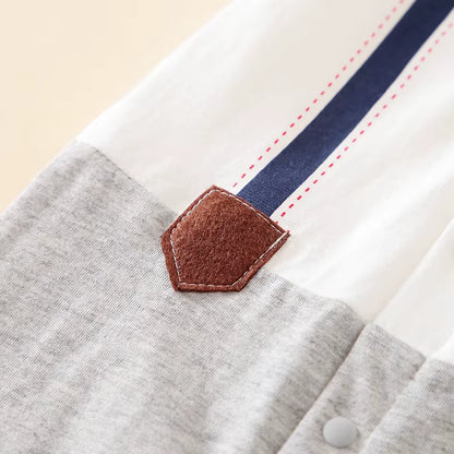Little Gentleman – Baby Boy Cotton Romper with Tie & Button Detail