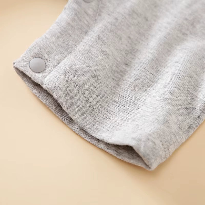 Little Gentleman – Baby Boy Cotton Romper with Tie & Button Detail